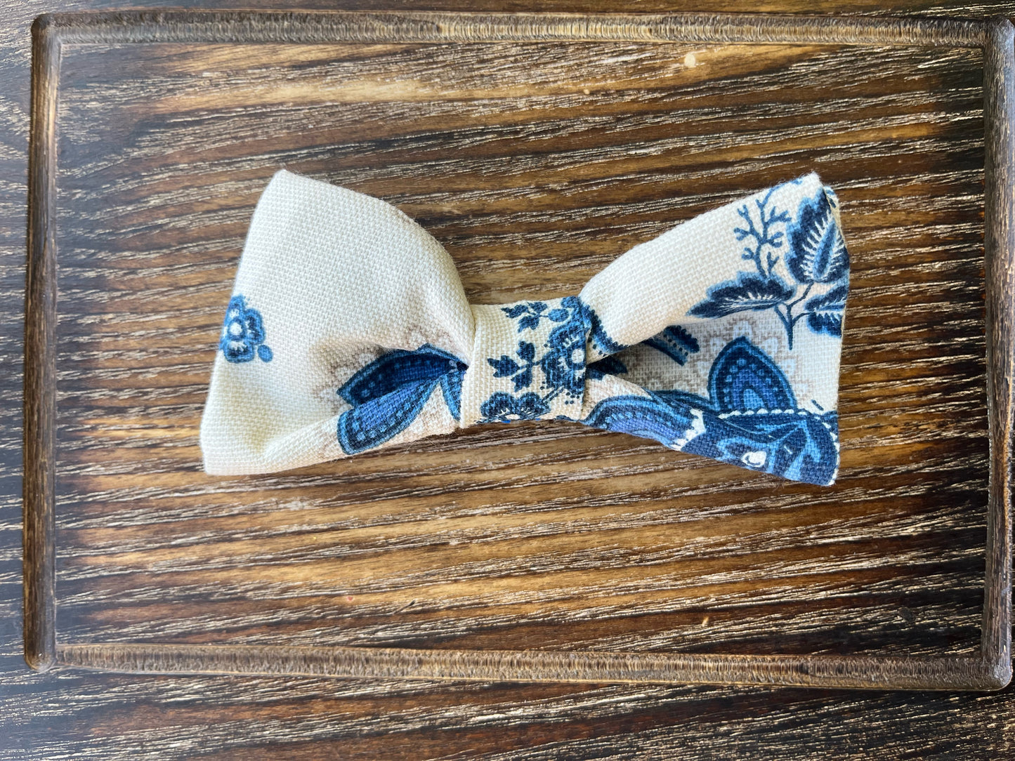 Blue Floral Slide On Bow Tie